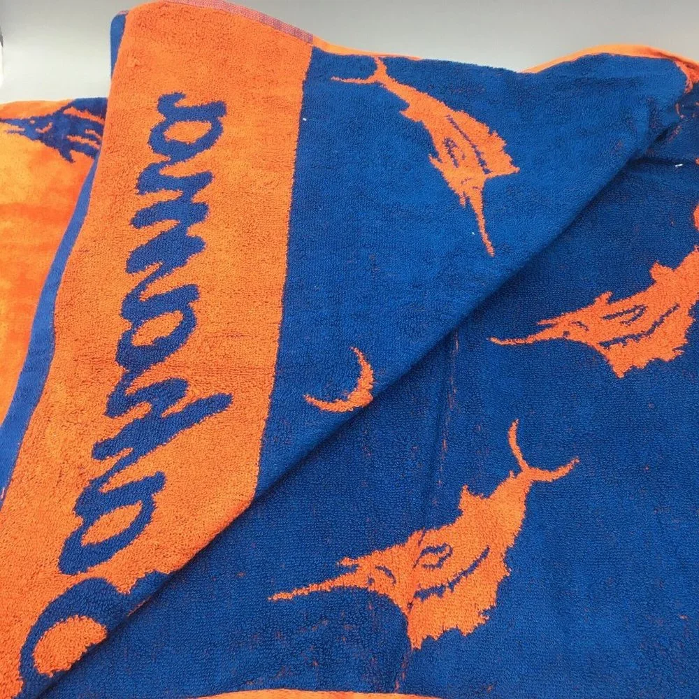 Tommy Bahama Marlin Logo Beach Towel Blue Orange Fish Ocean Pool 36x68